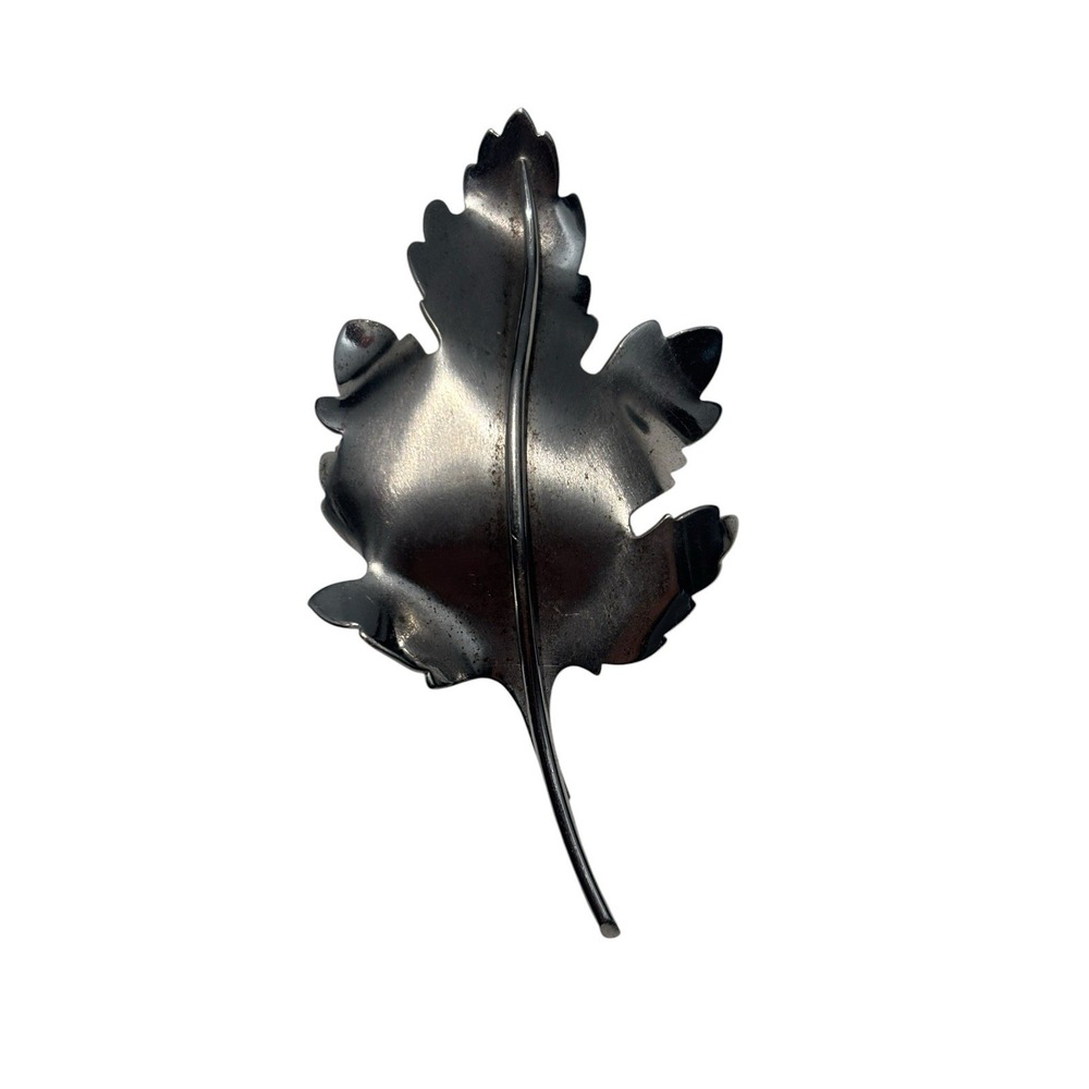 Vintage Signed CA Carl Art Sterling Silver 925 Sculpted Autumn Leaf Brooch Pin